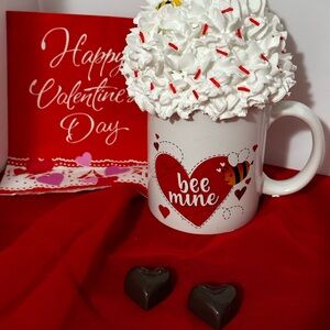 Valentine's Day Bee Mine Faux Mug with Whipped Cream Top